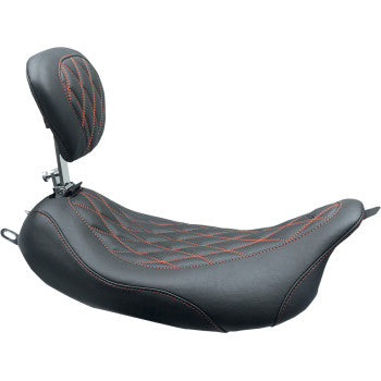 Mustang Wide Tripper™ Solo Seat With Removable Driver Backrest With Drivers Backrest Black With American - 79727AB For Harley Touring 2008-2025