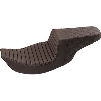 Saddlemen Extended Reach Step-Up Seats Front Tuck-N-Roll Rear Lattice Stitch Brown - 808-07B-176BREX For Harley Touring 2008-2025