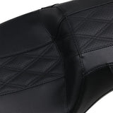 LePera Outcast Daddy Long Legs Seat 2-Up Without Backrest Black With Black Double Diamond Inlay - LK-997DLGT2 For Harley Touring 2008-2022