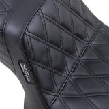 LePera Tailwhip Seat Double Diamond Black - L-588DD For Harley Dyna 1982-1994