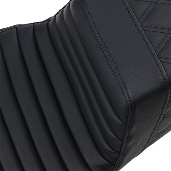 Saddlemen Step-Up Seat — Rear Lattice Stitch Front Tuck-N-Roll Black - 808-07B-176 For Harley Touring 2008-2025