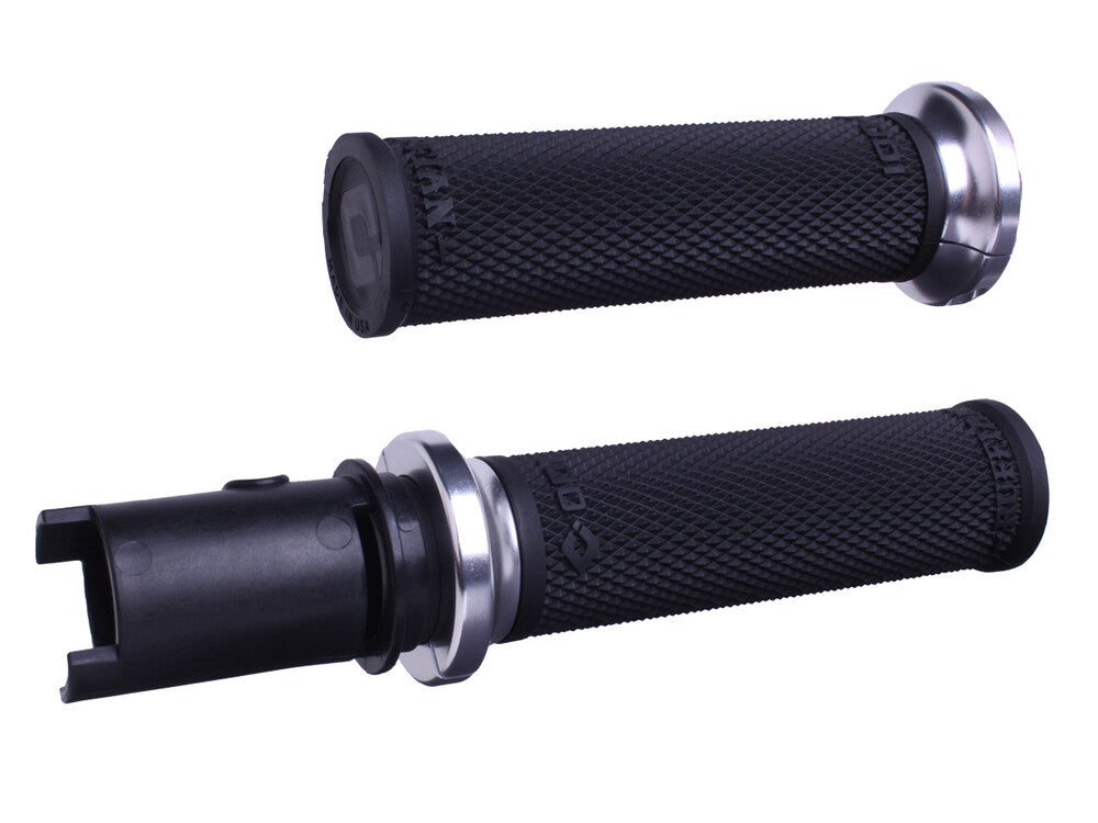 Odi Lock-ON Ruffian Grips Black Silver CVO ` - V30HTCB-S For Harley Touring 2023-2024