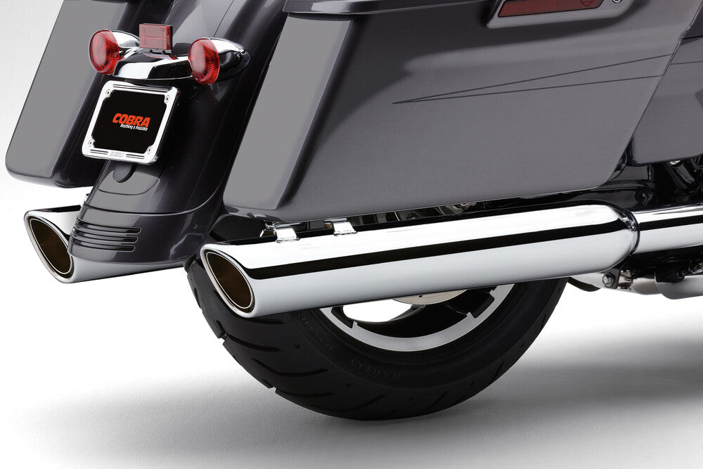 Cobra 909-Twins 4" Slip-ONS Chrome FLH FLT - 6108 For Harley Touring 2017-2026