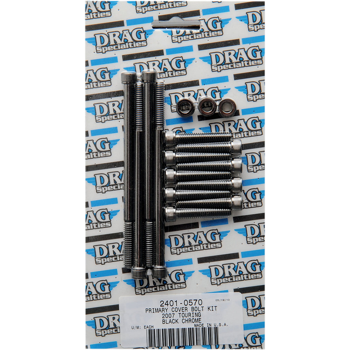 Drag Specialties Primary Cover Bolt Kit Knurled Black Chrome For Harley Touring 2007-2016