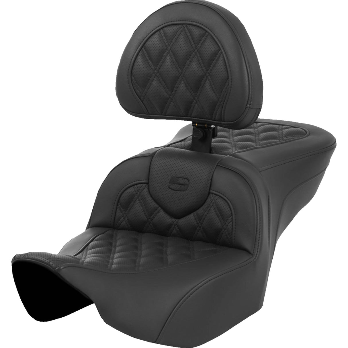 SADDLEMEN 0801-2039 823-07-182CO Roadsofa™ Lattice Stitch Heated Seat Heated Roadsofa™ Seat - Lattice Stitch - w/ Backrest - FLT/FLH '23-'24
