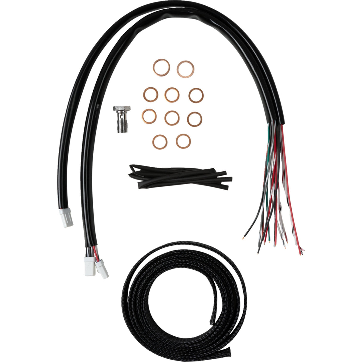 LA CHOPPERS 0662-1184 LA-8059KT2-19B Complete Black Vinyl Braided Handlebar Cable/Brake Line Kit - 18" - 20" Handlebars - Black Vinyl