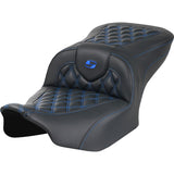 Saddlemen Roadsofa™ Lattice Stitch Seat Without Backrest Carbon Fiber Blue Stitch - 823-07-20601 For Harley Touring 2023-2026