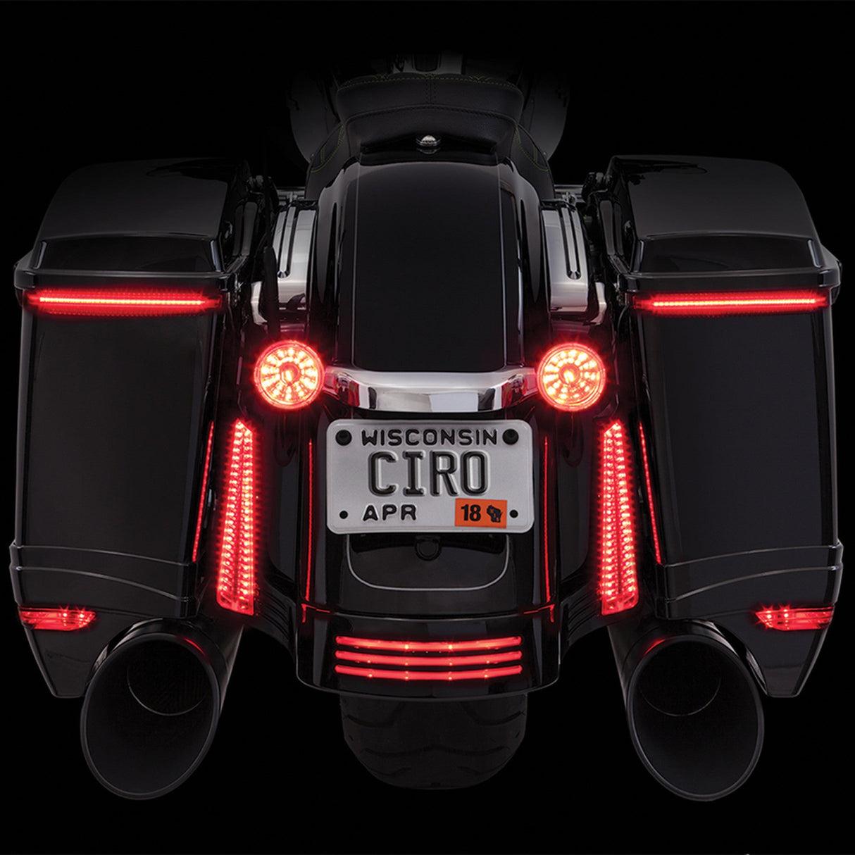 Ciro Bag Blades® Accent Lights Red Turn Signals Smoke Lens - 40042 For Harley Touring 2014-2024