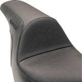 Slyfox The Lowrider Drifter Seat Black Logo Smooth Vinyl Carbon Fiber For Harley Softail 2018-2024