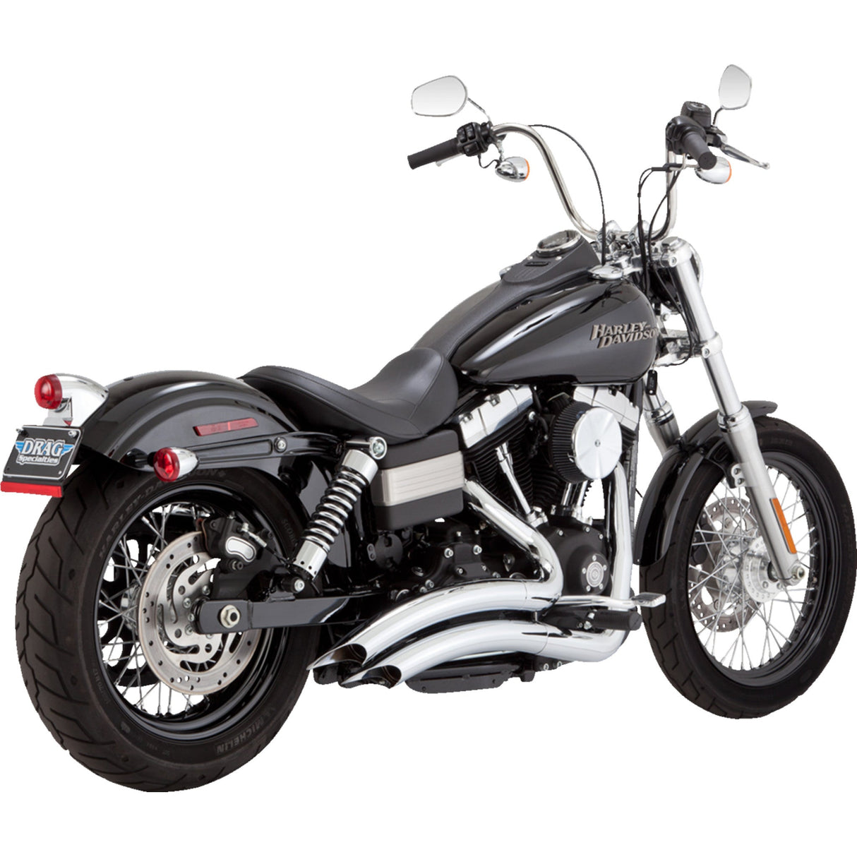 Vance & Hines 2-Into-2 Big Radius Exhaust System Chrome - 26081 For Harley Dyna 2006-2009