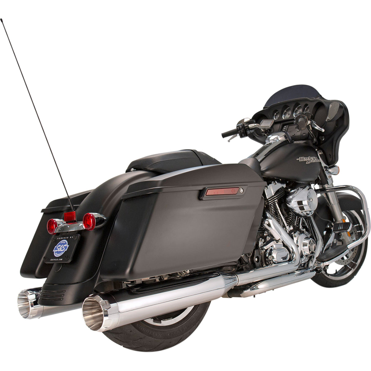 S&S Cycle 4-1/2" MK45 Performance Mufflers Chrome With Chrome Thruster - 550-0620 For Harley Touring 1995-2016