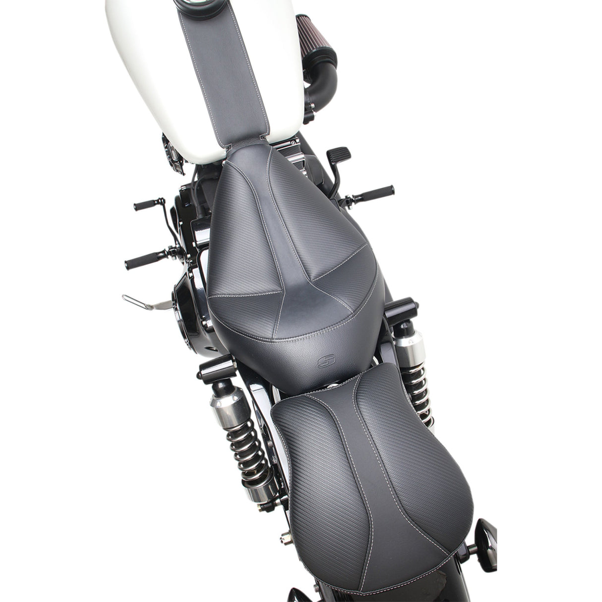 Saddlemen Dominator Solo Seat Without Backrest Black With Gray Stitching - 896-04-0042 For Harley Dyna 1996-2003