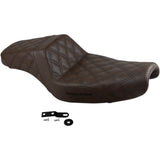 Saddlemen Step-Up Seat — Full Lattice Stitch Brown - 807-11-175BR For Harley Sportster 2004-2022 (3.3G Tank)