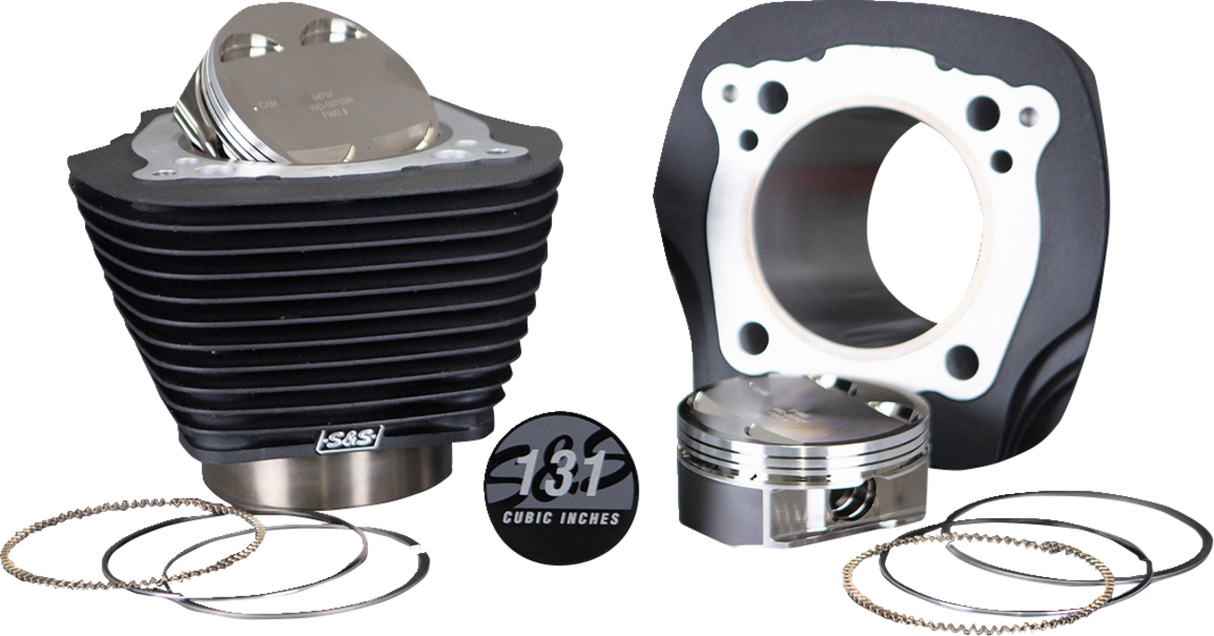 Cylinder & Piston Kit - 131" - Wrinkle Black with Non-Highlighted Fins - M8 - 0931-1011
