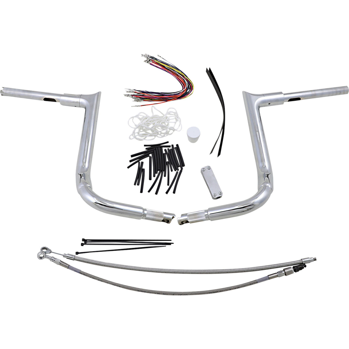 FAT Baggers INC. 1-1/2" EZ Install Pointed Top Handlebar Kit 14" Chrome - 809114 For Harley Touring 2008-2013