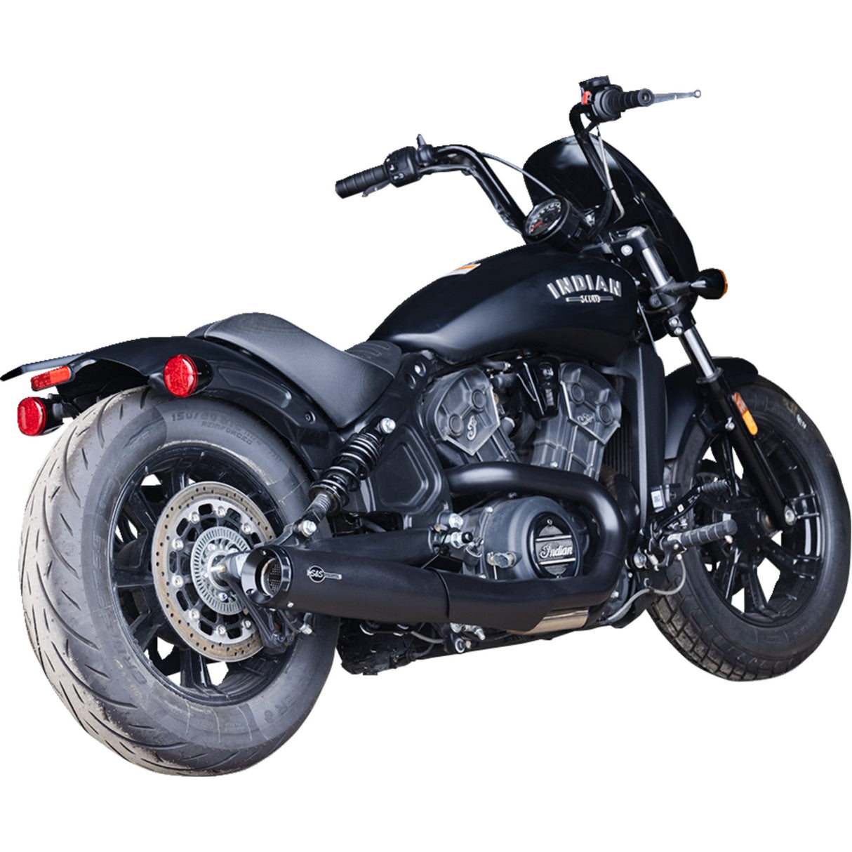 S&S Cycle 2-Into-1 Grand National Exhaust System Black 50-State - 4111-266 For Indian Scout 2015-2023