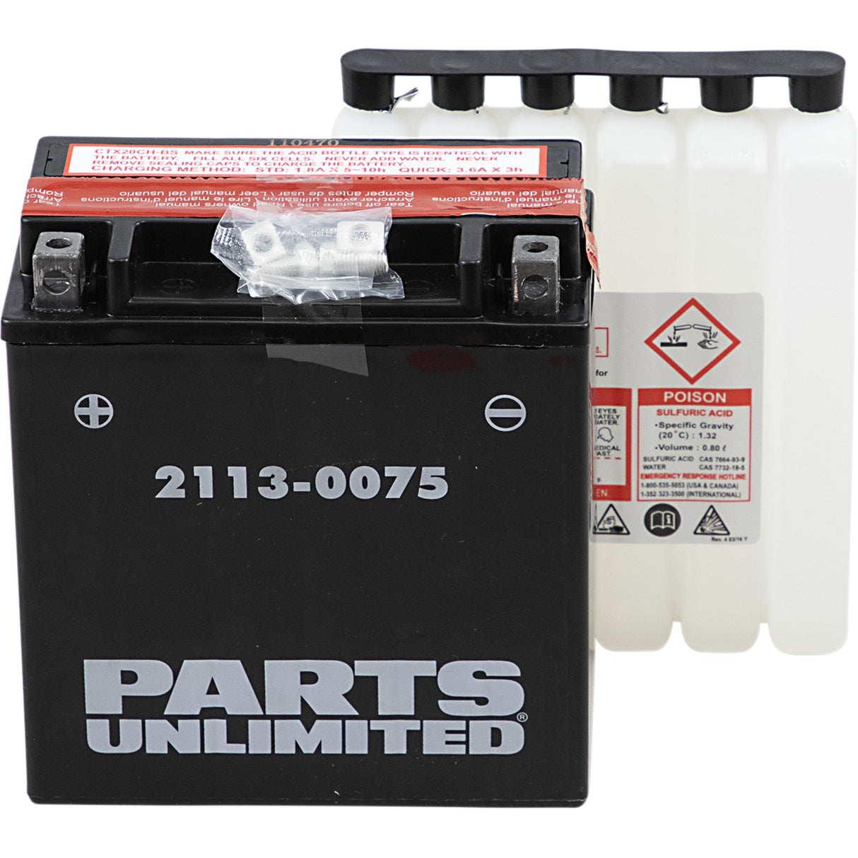 Parts Unlimited AGM Maintenance-Free Battery YTX20CHBS .80 L For Polaris Snowmobiles 2010-2022 | Kawasaki Motorcycles 1992-2022
