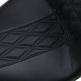 LePera Outcast GT Seat 2-Up With Backrest Black Double Diamond Perforated - LK-997BRGT2 For Harley Touring 2008-2022