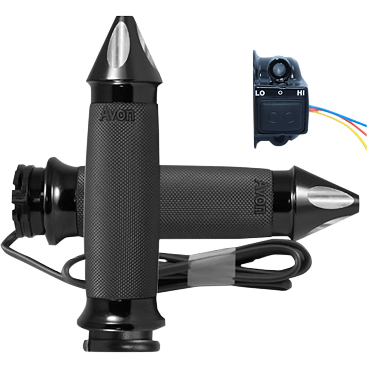 AVON GRIPS 0631-0201 CC-86-AN-SPK-HT Heated Grips Grips - Heated - Custom Contour - Spike - Cable - Black