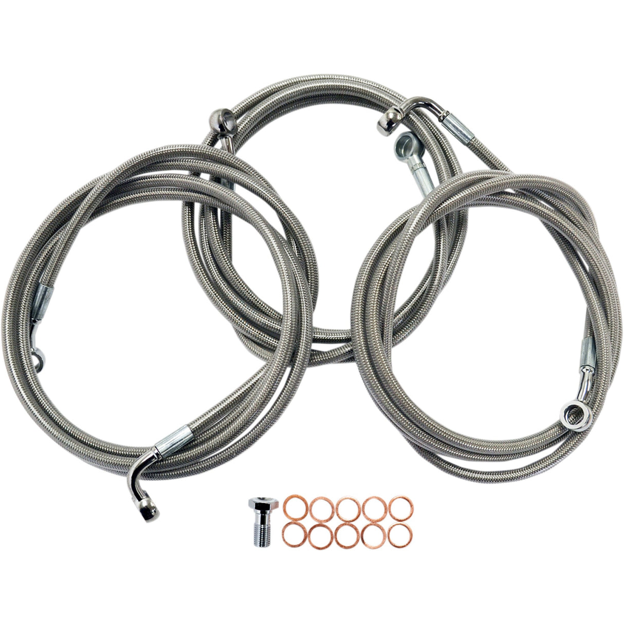 LA Choppers Stainless Steel Brake Line Kit 12" 14" Ape Hanger Handlebars - LA-8052B13 For Harley Touring 2014-2020