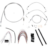 Burly Brand Complete Stainless Braided Handlebar Cable Brake Line Kit 16" Ape Hangers - B30-1092 For Harley Touring 2008-2013