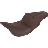 Saddlemen Step-Up Seat — Rear Lattice Stitch Brown - 808-07B-173BR For Harley Touring 2008-2025