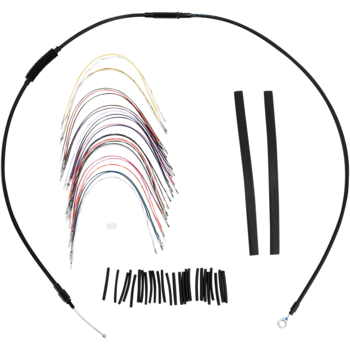 Burly Brand Complete Black Vinyl Handlebar Cable Line Kit For Ape Hangers 13" ABS - B30-1048 For Harley Touring 2008-2013