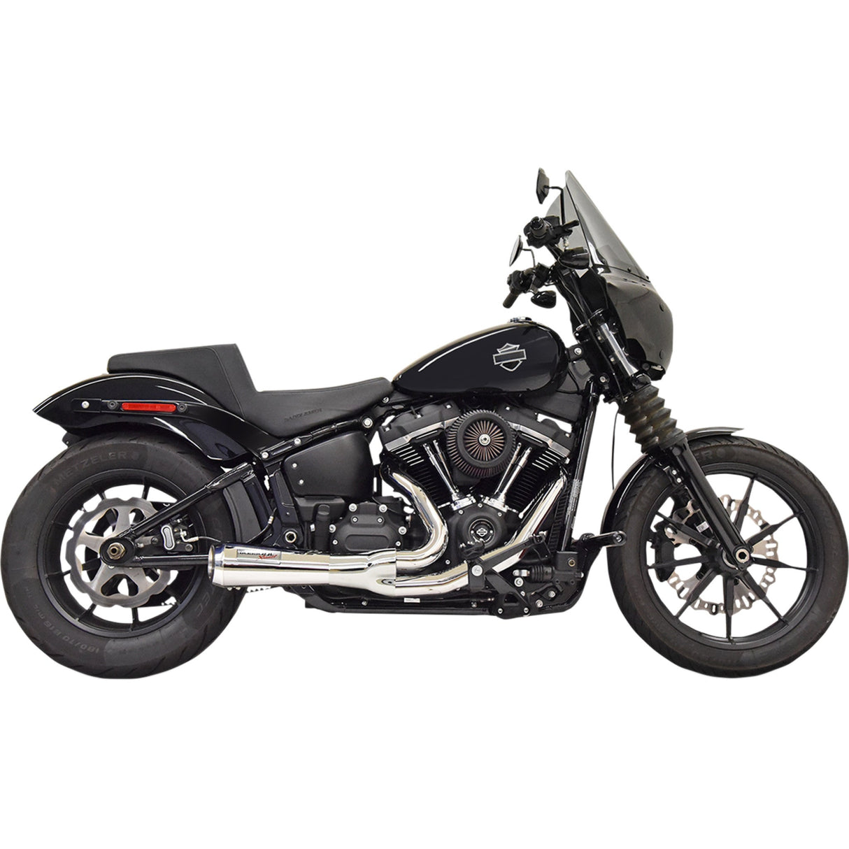 Bassani Xhaust The Ripper Short Road Rage 2-Into-1 Exhaust System Chrome - 1S73 For Harley Softail 2018-2024
