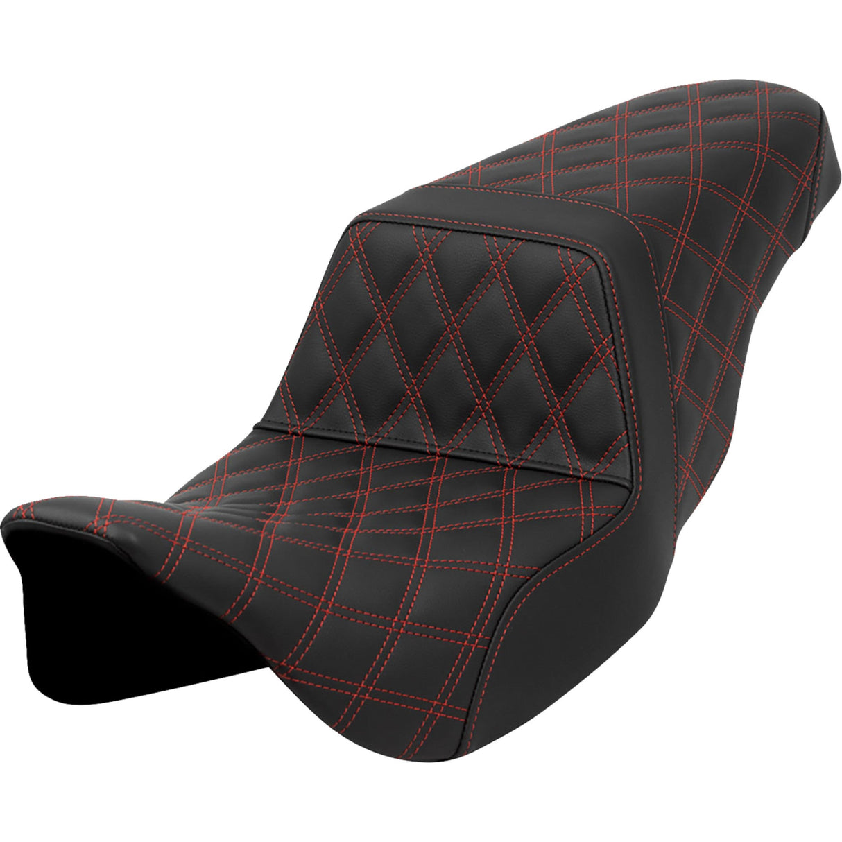 Saddlemen Lattice Stitch Step-Up Seat Red Stitch - 808-07B-17504 For Harley Touring 2008-2023