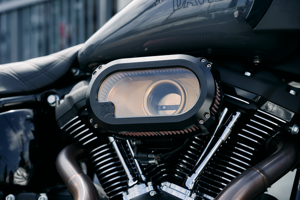 Kens Factory NL TC Air Cleaner W Glass Black W Gold - NXT-03BG For Harley Touring 2008-2016