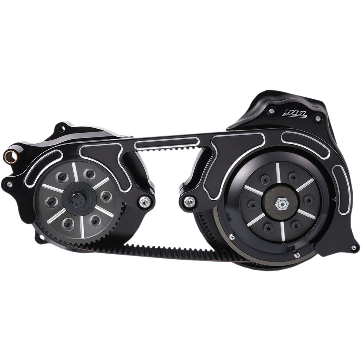 Belt Drives LTD. 2" Open Belt Drive Kit With 2-Piece Motor Plate 2" Black Big Twins - TC2PB-2-B For Harley Touring 2007-2016