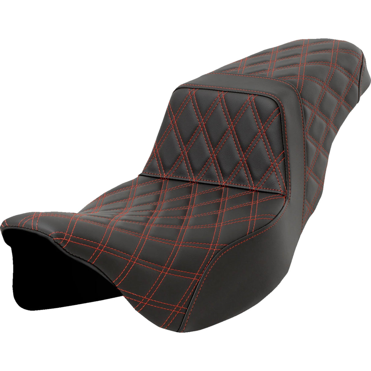 Saddlemen Lattice Stitch Step-Up Seat Red Stitch Extended Reach - 808-07E-17504 For Harley Touring 2008-2023