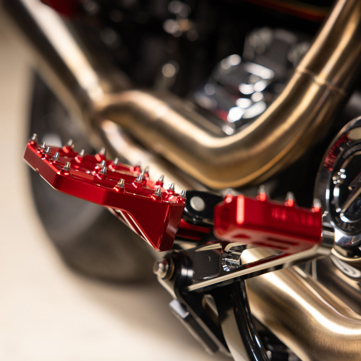 Thrashin Supply CO. Mini Aggressor Floorboards Red Rear - TSC-2031-2-D For Harley Motorcycles 1972-2025