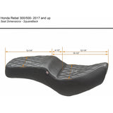 MUSTANG 0810-2395 84003 Squareback One-Piece Seat Squareback Seat - Black - Double Diamond - Rebel 300/500 '17-'23