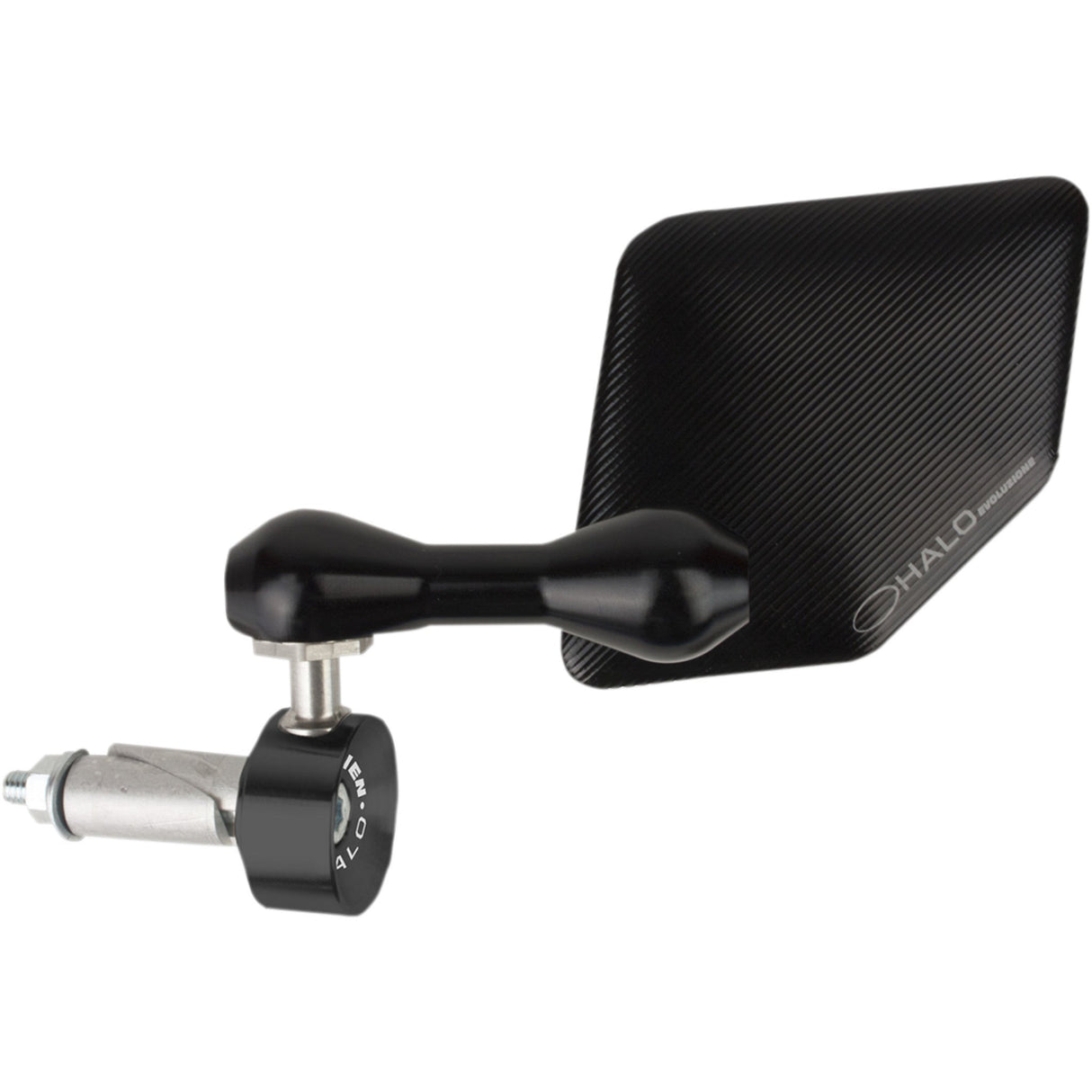 Driven Racing Halo Stainless Steel Bar End Mirror Halo Side View Pentagon Black Right Each - DHBMR-BK