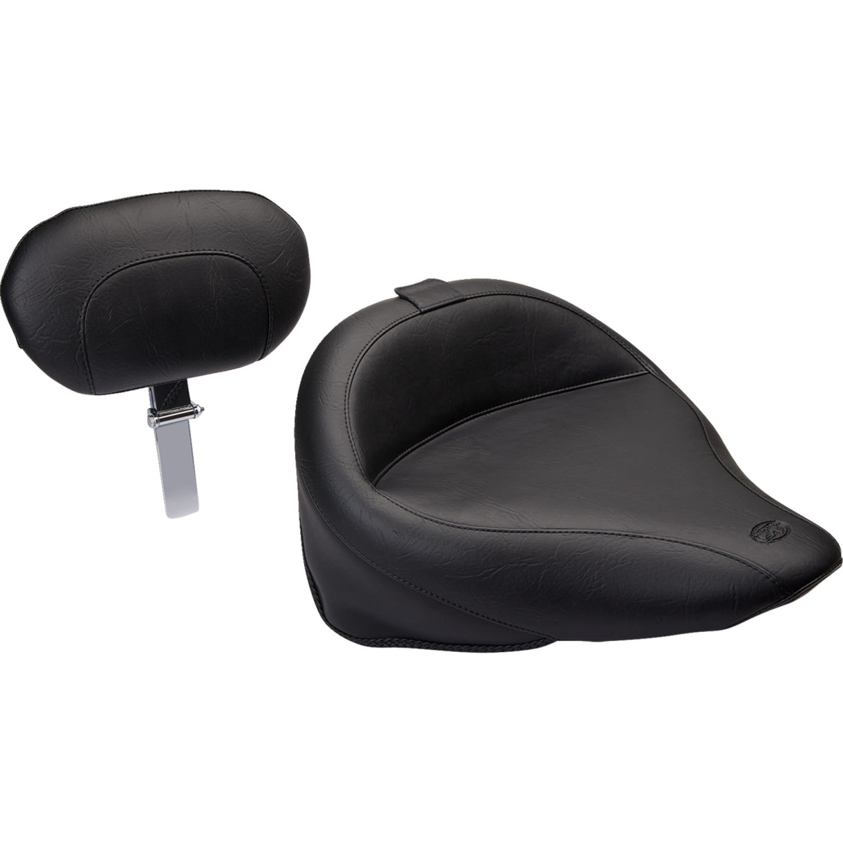 Mustang Wide Solo Seat With Removable Backrest With Backrest Vintage Black Smooth - 79121 For Harley Softail 2000-2005