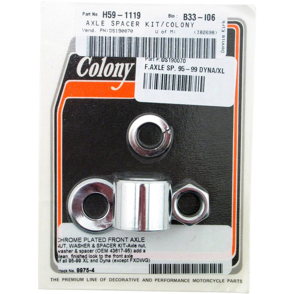 Colony Axle Spacer Nut Kit Front - 9975-4 For Harley Dyna / Sportster / Super 1995-1999