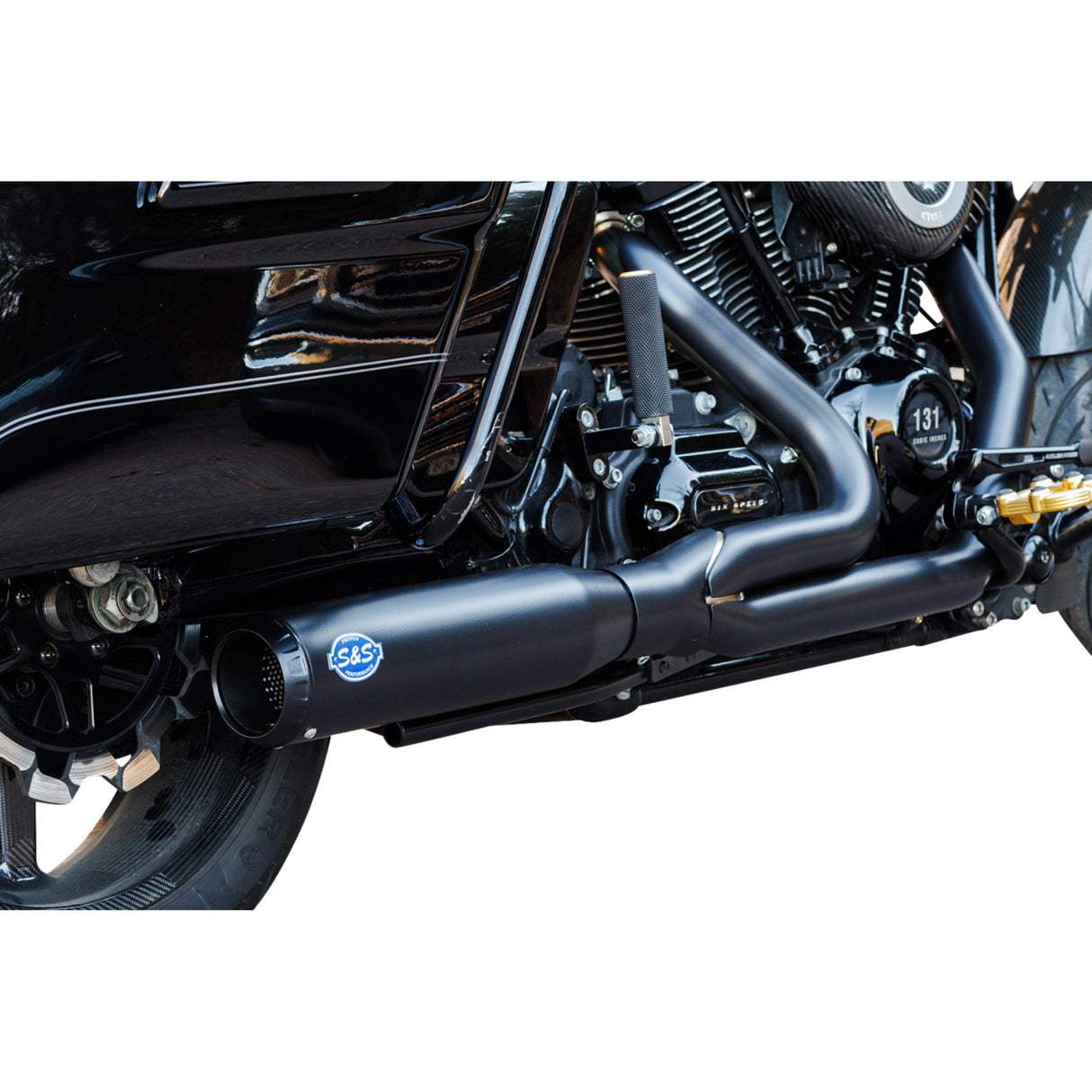 S&S Cycle 2-Into-1 Qualifier Exhaust System 50-State Black - 550-1110 For Harley Touring 2017-2026