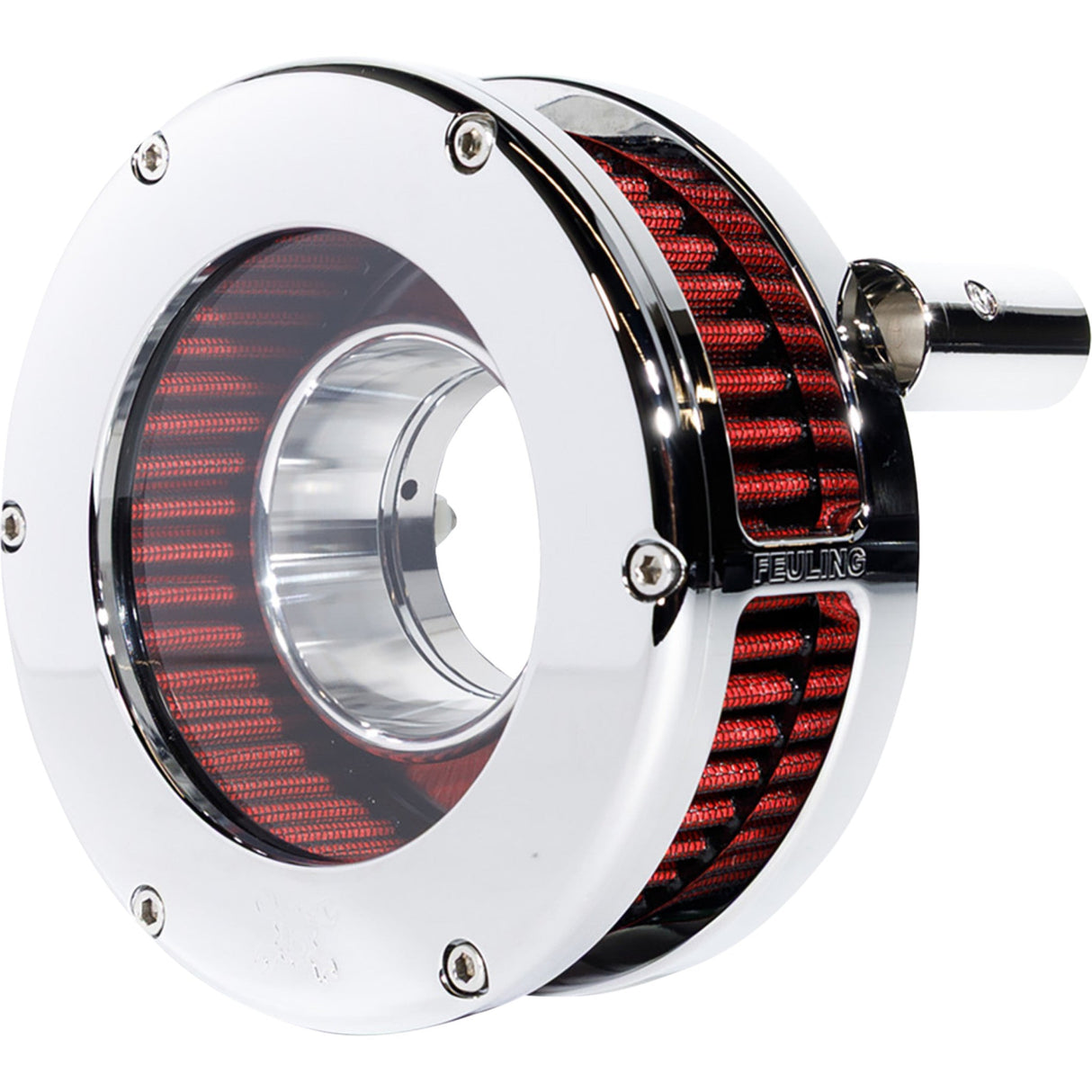FEULING PARTS 1010-3432 5468-S BA Slim Air Cleaner Kit chrome/clear - red filter - '93-'99 evo big twin
