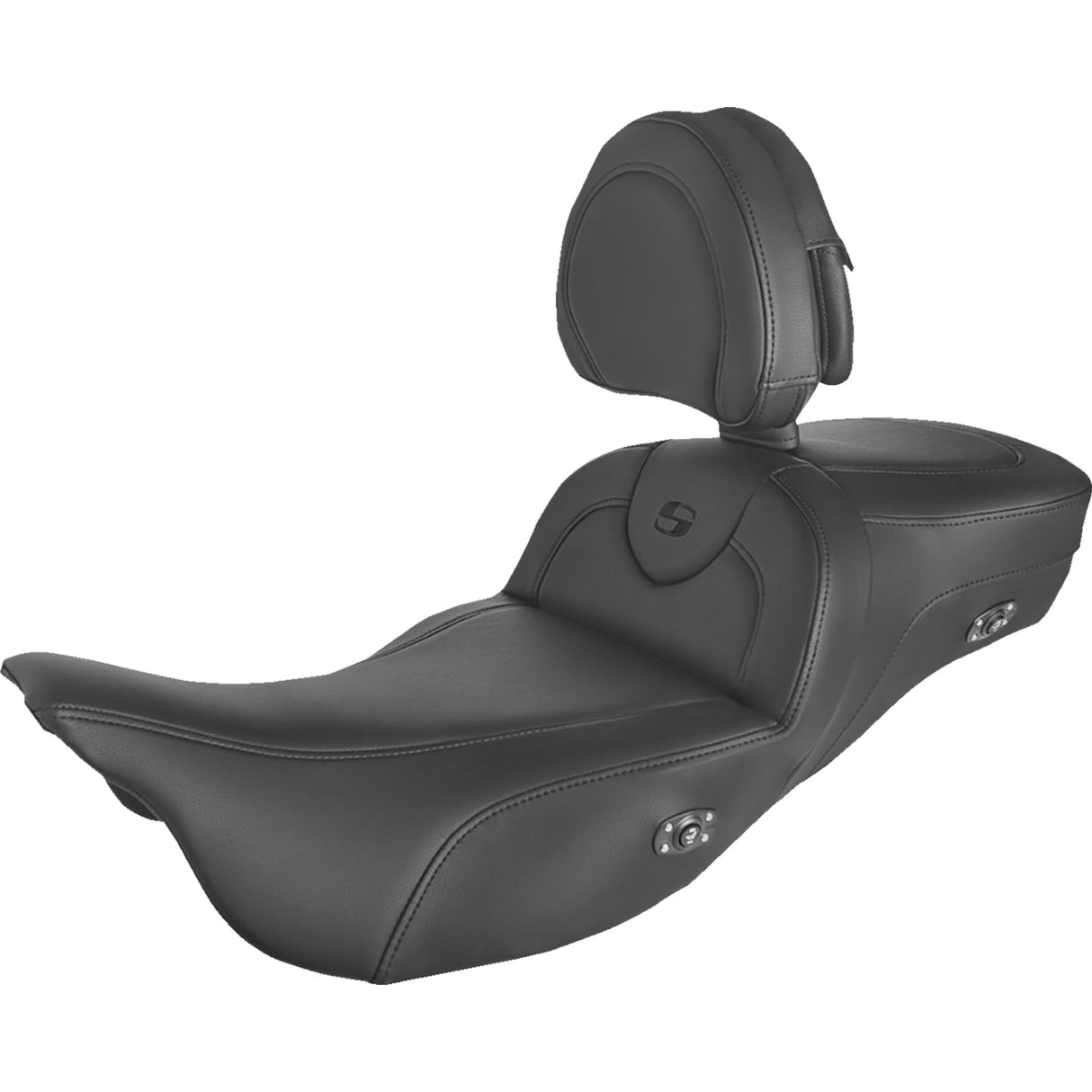 Saddlemen Roadsofa™ Extended Reach Heated Seat Black With Backrest - 808-07B-188BRHC For Harley Touring 2008-2025