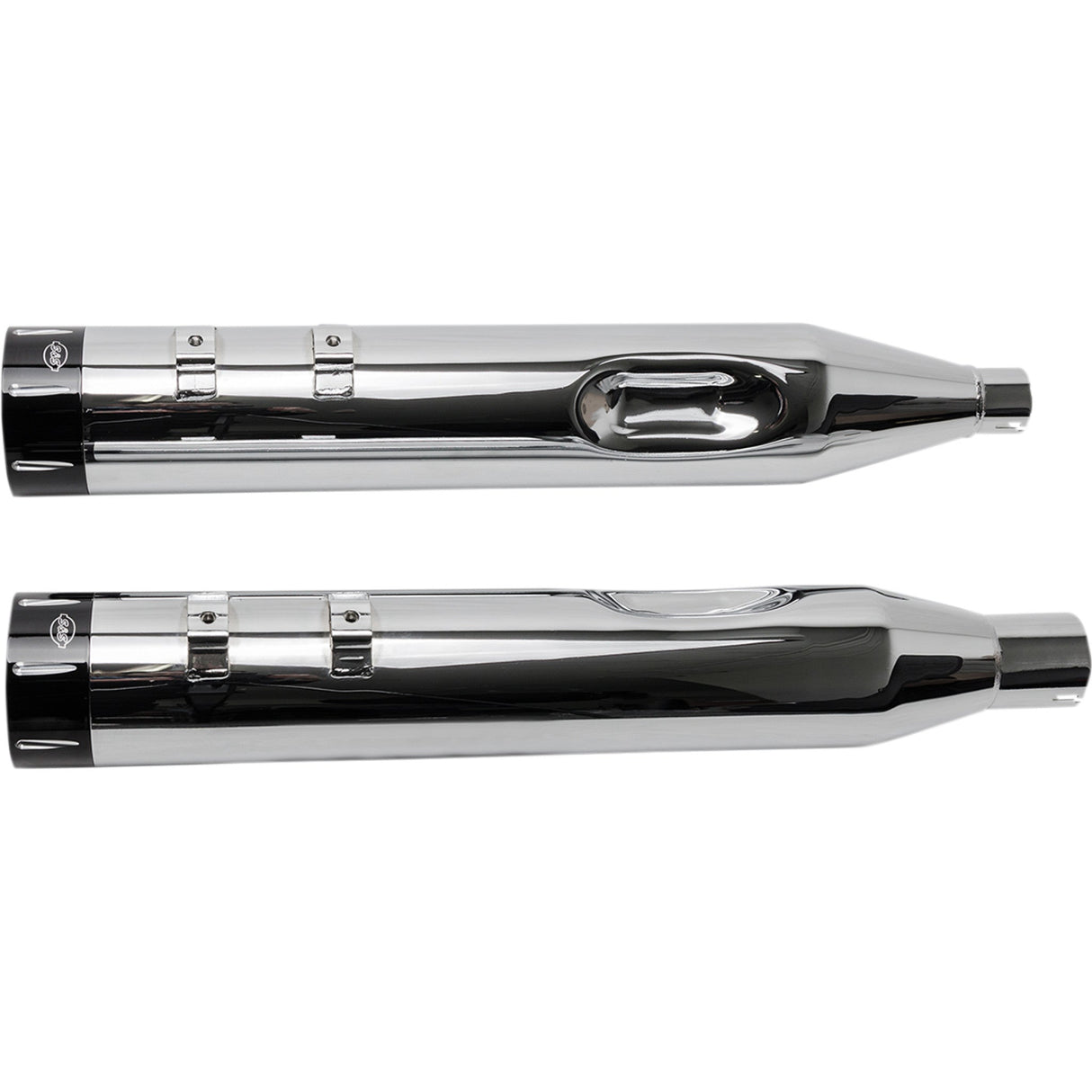 S&S CYCLE 1801-1079 550-0668 MK45 Slip-On Mufflers — Chrome - Black Tracer - M8 Touring '17-'19