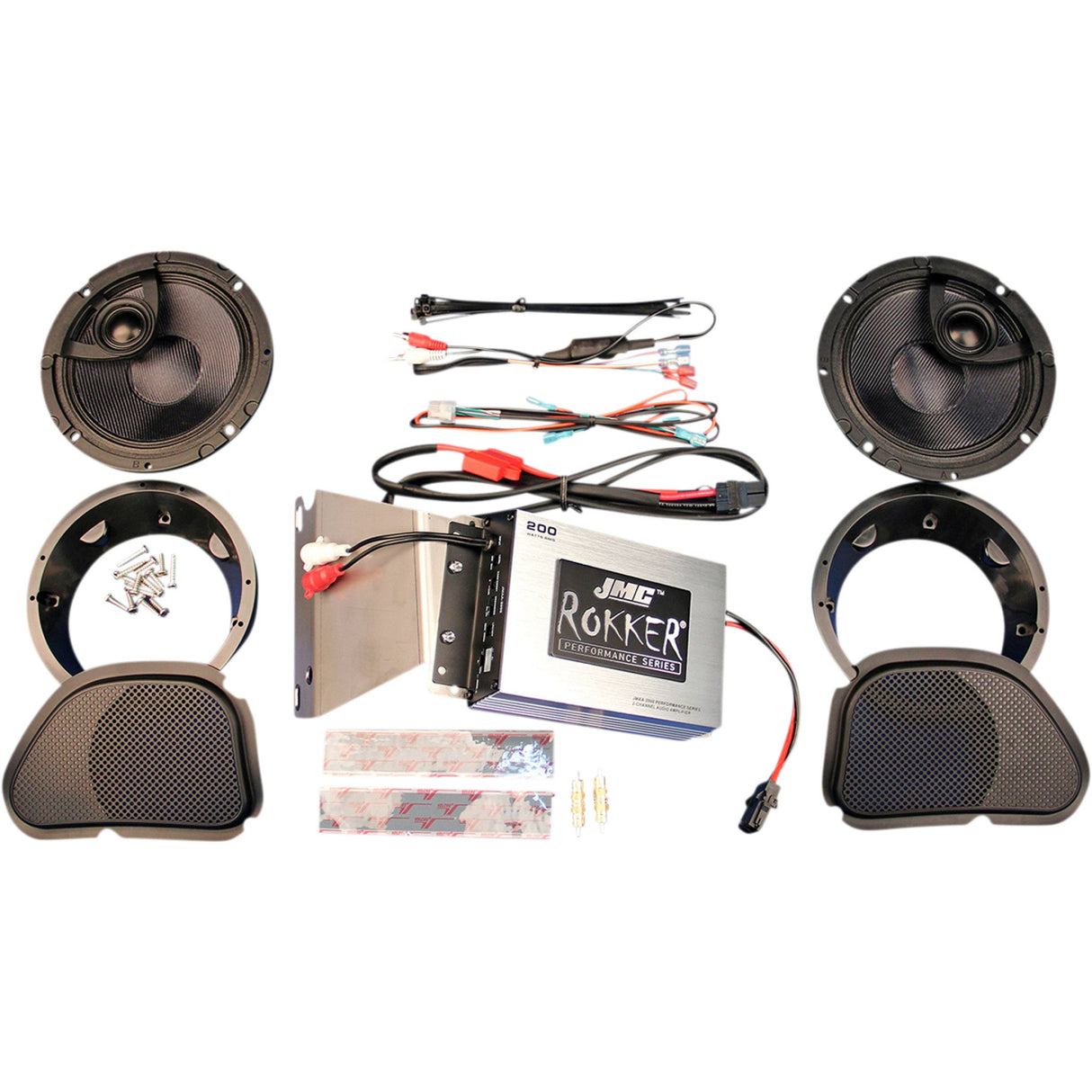 J & M JMC Rokker® 200W 2-Channel Amplifier And Speaker Kit - RPKT-200HR13 For Harley Road Glide 1998-2013