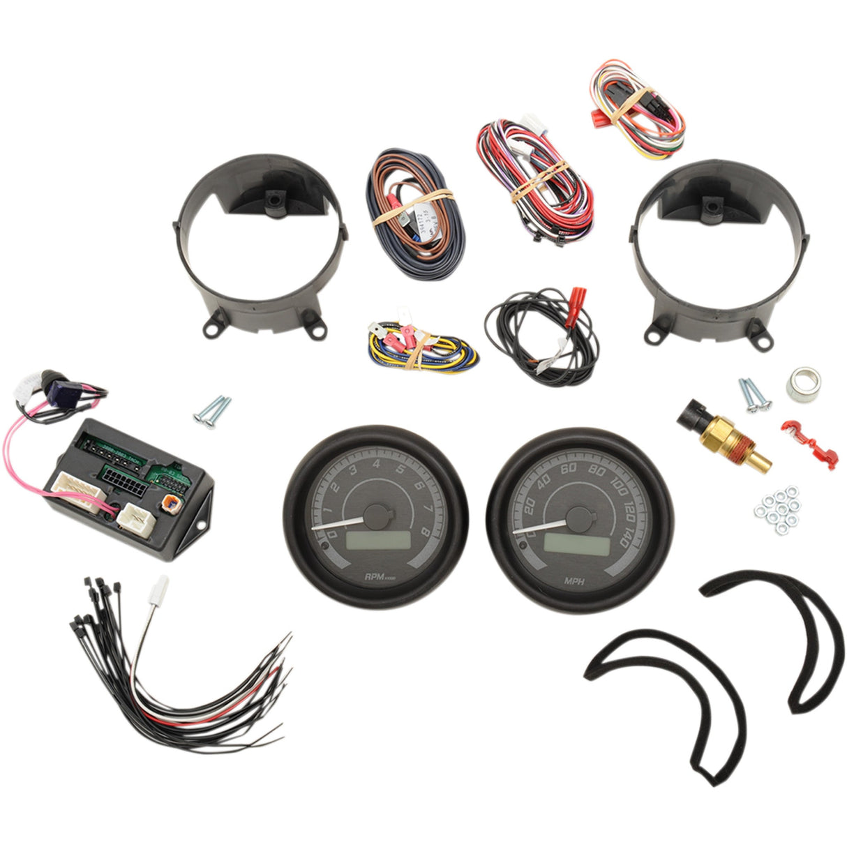DAKOTA DIGITAL 2212-0573 MVX-8200-KG-K MVX-8K Series Analog/Digital Gauge Kit — 8200KGK Model - MVX-8K Series Analog/Digital 2-Gauge Kit - Black Bezel - Black Face with Gray Background