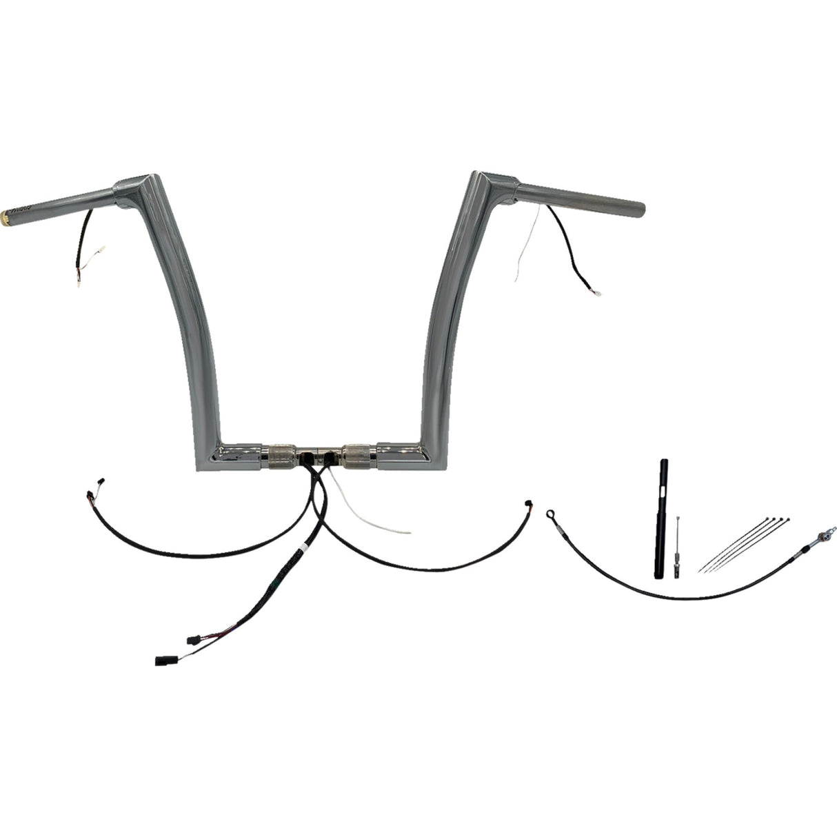 FAT Baggers INC. EZ Install Wired 1-1/2" Flat Top Handlebar Kit 14" Chrome - 612914 For Harley Road Glide 2021-2022