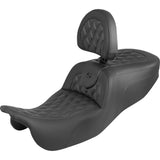 Saddlemen Roadsofa™ Carbon Fiber Seat Lattice Stitch With Backrest - 815-07-206B0 For Harley Touring 2015-2025