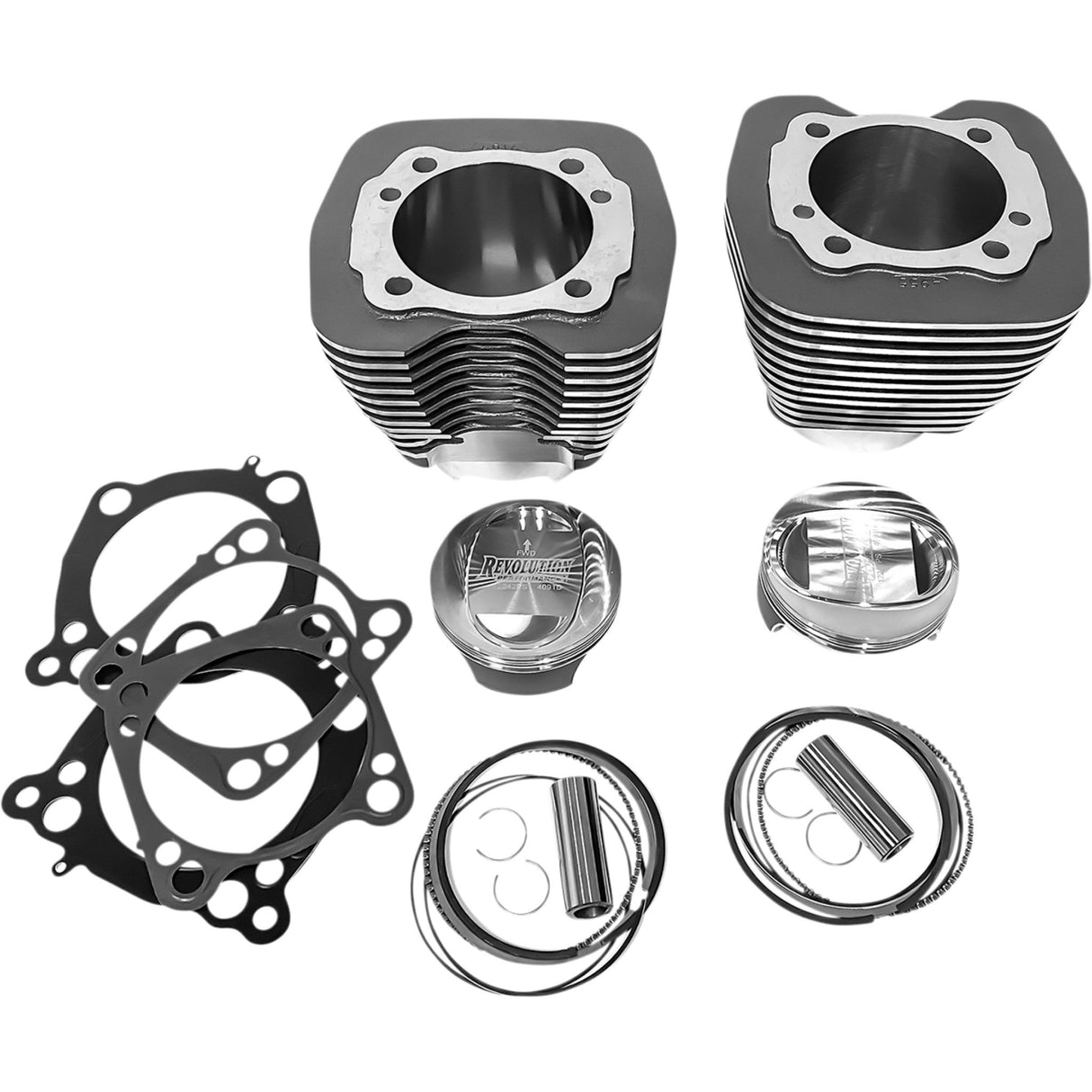 Revolution Performance, LLC Monster Big Bore Cylinder Kit 117" Granite With Highlighted Fins Twin Cam - RP201-171WG For Harley Motorcycles 1999-2017