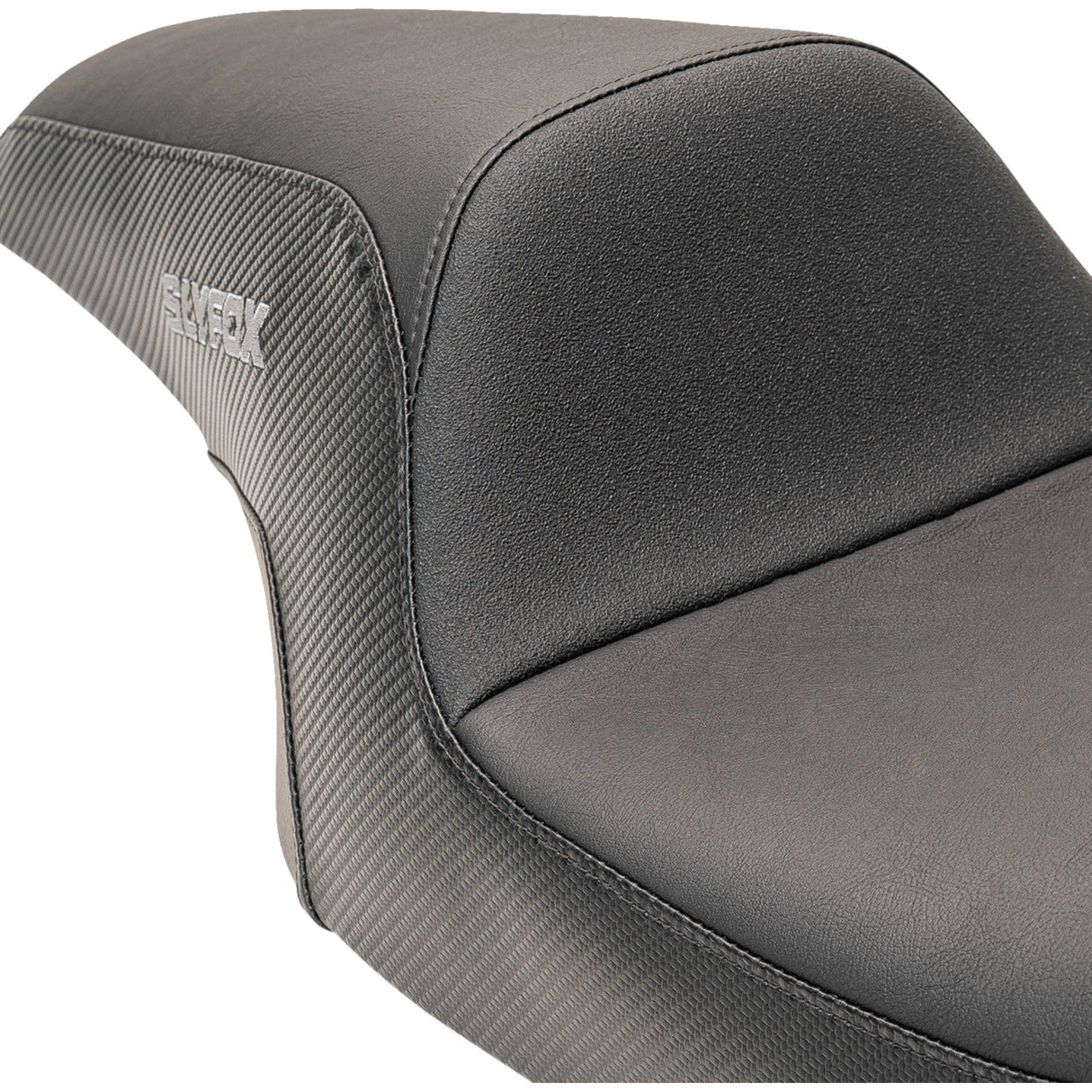 Slyfox The Drifter Seat Gray Logo Smooth Vinyl Carbon Fiber For Harley Touring 2008-2023