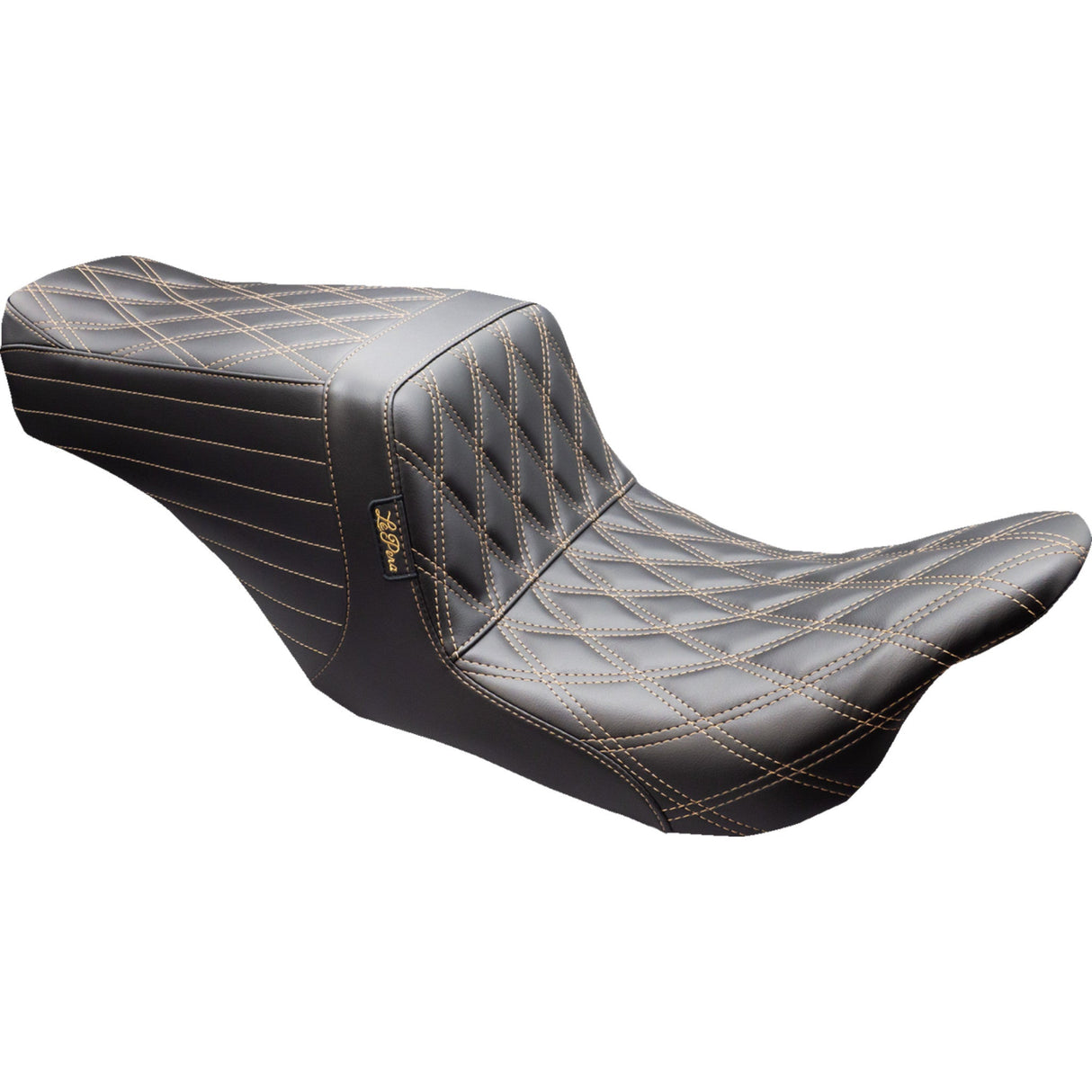 LePera Tailwhip Up Front Seat Double Diamond With Chestnut Thread - LKU-587DD-CHET For Harley Touring 2008-2024