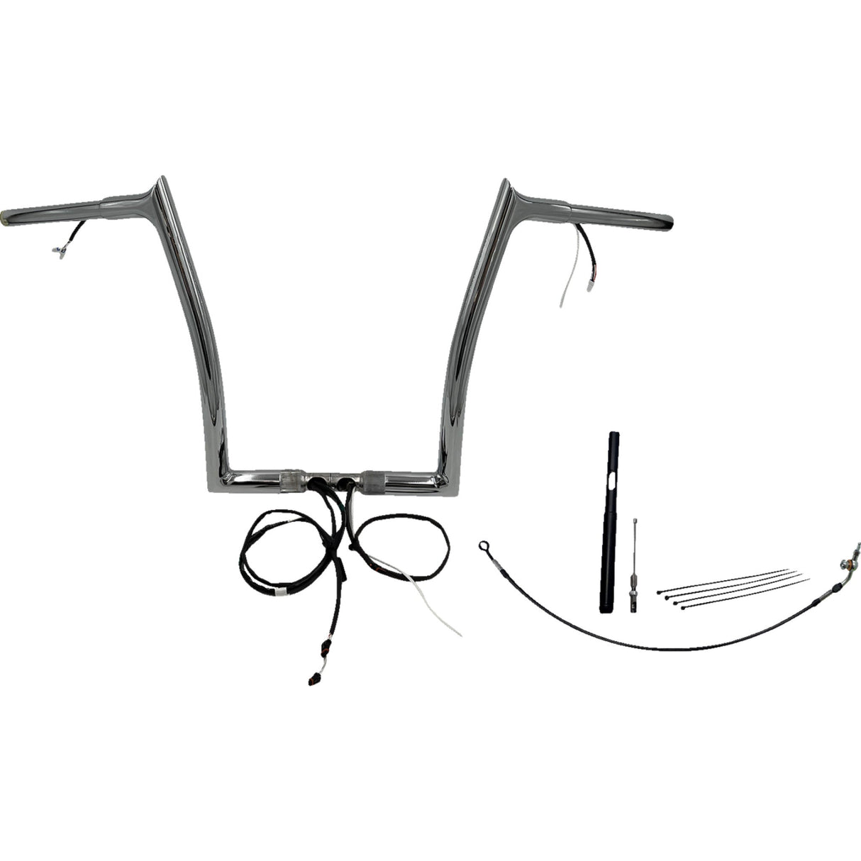 FAT Baggers INC. EZ Install Wired 1-1/4" Pointed Top Handlebar Kit 14" Chrome - 912914 For Harley Road Glide 2021-2022