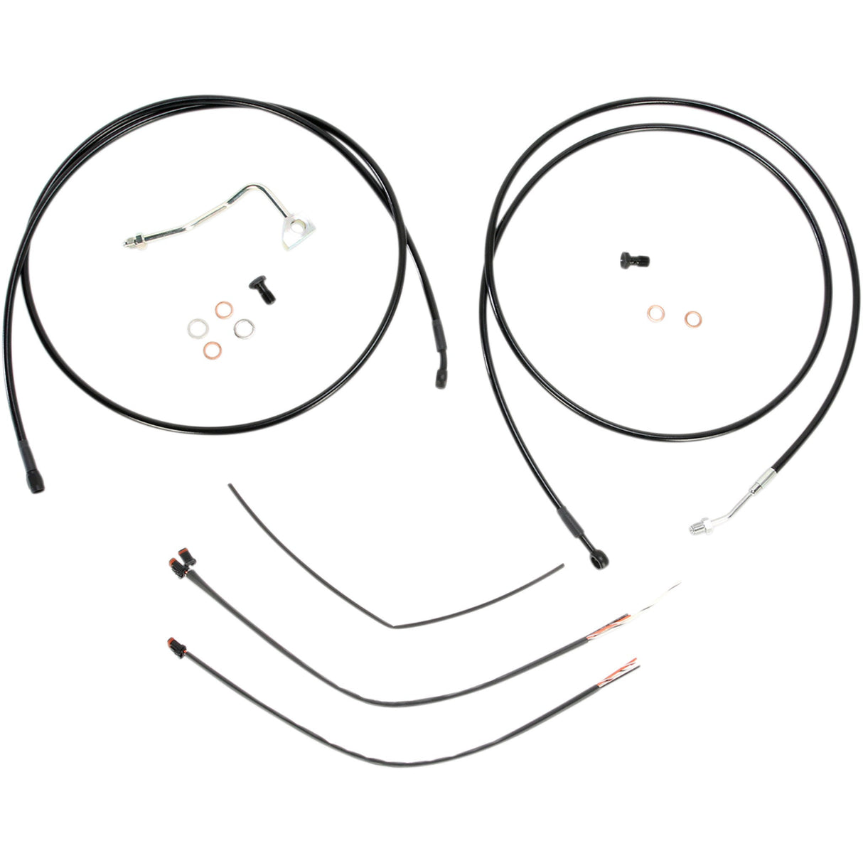 Burly Brand Complete Black Vinyl Handlebar Cable Line Kit For Ape Hangers 13" ABS - B30-1115 For Harley Touring 2014-2016